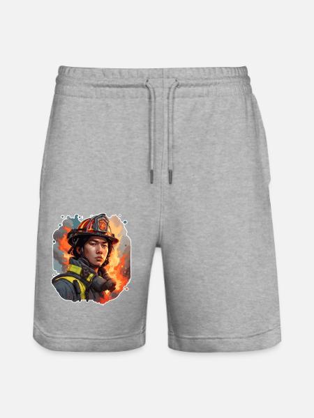 Firefighter / Fire / Fire / Extinguish / Hero - Stanley/Stella Trainer Unisex Organic Jogging Shorts - heather grey