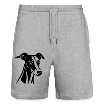 Greyhound Hund Kopf - Stanley/Stella Unisex Bio Joggingshorts Trainer  - Grau meliert - Vorne - Nik (191cm) & Marisol (170cm)