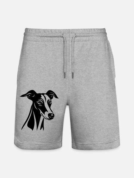 Greyhound Dog Head - Stanley/Stella Trainer Unisex Organic Jogging Shorts - heather grey