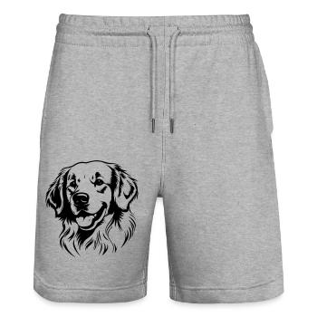 Golden Retriever Dog Head - Stanley/Stella Trainer Unisex Organic Jogging Shorts - heather grey - Front - Nik (191cm) & Marisol (170cm)