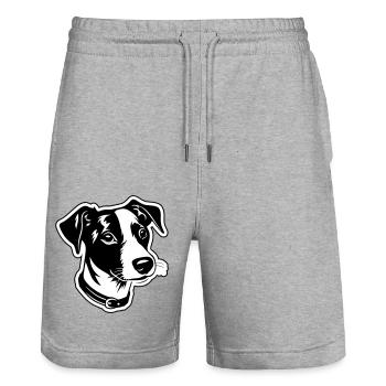 Jack Russel Terrier Hund Kopf - Stanley/Stella Unisex Bio Joggingshorts Trainer  - Grau meliert - Vorne - Nik (191cm) & Marisol (170cm)