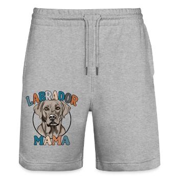 Silver Labrador Mom Dogs Dog Labbi Wilsigns - Stanley/Stella Trainer Unisex Organic Jogging Shorts - heather grey - Front - Nik (191cm) & Marisol (170cm)