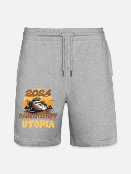 Ship of Fools Utopia, Quote - Stanley/Stella Trainer Unisex Organic Jogging Shorts - heather grey