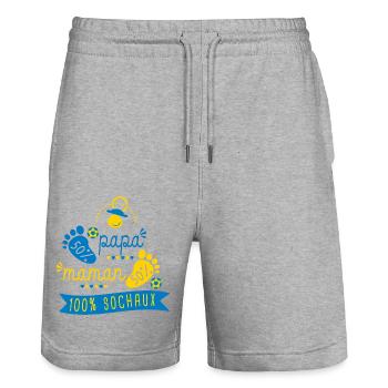 sochaux foot supporter football enceinte - Short de jogging bio TRAINER Stanley/Stella unisexe - gris chiné - Devant - Nik (191cm) & Marisol (170cm)