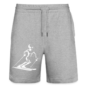 Alien skier silhouette for minimalist - Stanley/Stella Trainer Unisex Organic Jogging Shorts - heather grey - Front - Nik (191cm) & Marisol (170cm)