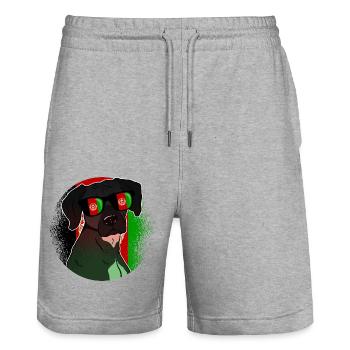 Afghanistan - Stanley/Stella Trainer Unisex Organic Jogging Shorts - heather grey - Front - Nik (191cm) & Marisol (170cm)