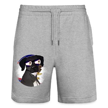 American Samoa - Stanley/Stella Trainer Unisex Organic Jogging Shorts - heather grey - Front - Nik (191cm) & Marisol (170cm)
