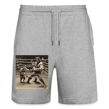 Raccoon / Animal / Photo / Wild / Funny / Robber - Stanley/Stella Trainer Unisex Organic Jogging Shorts - heather grey - Front - Nik (191cm) & Marisol (170cm)