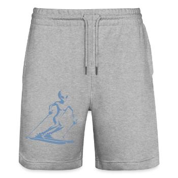 Alien skier silhouette for minimalist - Stanley/Stella Trainer Unisex Organic Jogging Shorts - heather grey - Front - Nik (191cm) & Marisol (170cm)