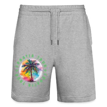 Croatia Tour Urlaub Plame Bunt - Stanley/Stella Unisex Bio Joggingshorts Trainer  - Grau meliert - Vorne - Nik (191cm) & Marisol (170cm)