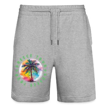Greece Tour Holiday Plame Colorful - Stanley/Stella Trainer Unisex Organic Jogging Shorts - heather grey - Front - Nik (191cm) & Marisol (170cm)