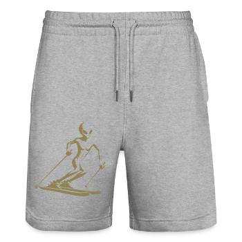 Alien skier silhouette for minimalist - Stanley/Stella Trainer Unisex Organic Jogging Shorts - heather grey - Front - Nik (191cm) & Marisol (170cm)