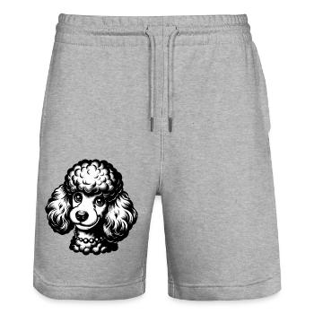 Niedliche Pudel Bleistiftzeichnung - Stanley/Stella Unisex Bio Joggingshorts Trainer  - Grau meliert - Vorne - Nik (191cm) & Marisol (170cm)