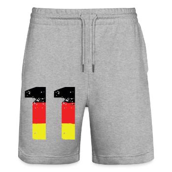 Maillot Allemagne numéro 11 - Short de jogging bio TRAINER Stanley/Stella unisexe - gris chiné - Devant - Nik (191cm) & Marisol (170cm)