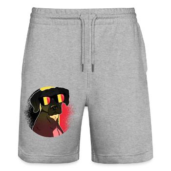 Belgium - Stanley/Stella Trainer Unisex Organic Jogging Shorts - heather grey - Front - Nik (191cm) & Marisol (170cm)