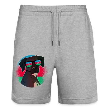 Azerbaijan - Stanley/Stella Trainer Unisex Organic Jogging Shorts - heather grey - Front - Nik (191cm) & Marisol (170cm)
