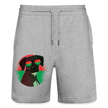 Burkina Faso - Stanley/Stella Trainer Unisex Organic Jogging Shorts - heather grey - Front - Nik (191cm) & Marisol (170cm)