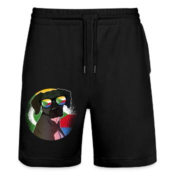 Comoros - Stanley/Stella Trainer Unisex Organic Jogging Shorts - black - Front - Nik (191cm) & Marisol (170cm)