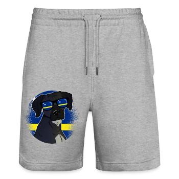 Curaçao - Stanley/Stella Trainer Unisex Organic Jogging Shorts - heather grey - Front - Nik (191cm) & Marisol (170cm)