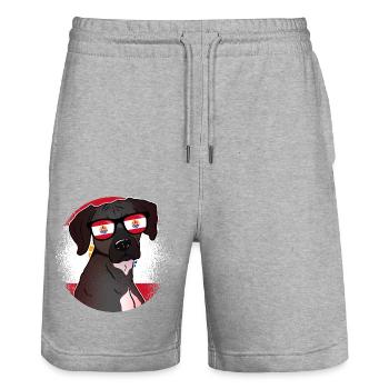 Polynésie française - Short de jogging bio TRAINER Stanley/Stella unisexe - gris chiné - Devant - Nik (191cm) & Marisol (170cm)