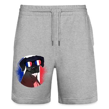 France - Stanley/Stella Trainer Unisex Organic Jogging Shorts - heather grey - Front - Nik (191cm) & Marisol (170cm)
