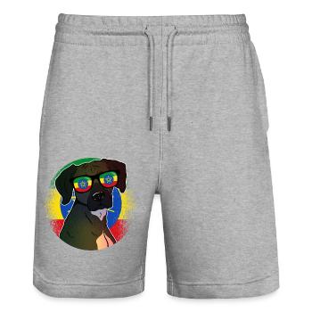 Ethiopia - Stanley/Stella Trainer Unisex Organic Jogging Shorts - heather grey - Front - Nik (191cm) & Marisol (170cm)