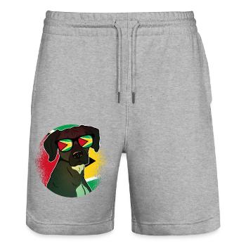 Guyana - Stanley/Stella Trainer Unisex Organic Jogging Shorts - heather grey - Front - Nik (191cm) & Marisol (170cm)
