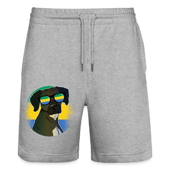 Gabon - Stanley/Stella Trainer Unisex Organic Jogging Shorts - heather grey - Front - Nik (191cm) & Marisol (170cm)