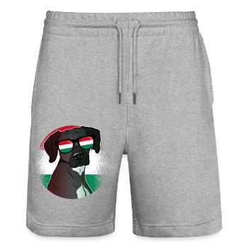 Hungary - Stanley/Stella Trainer Unisex Organic Jogging Shorts - heather grey - Front - Nik (191cm) & Marisol (170cm)