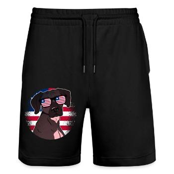 Liberia - Stanley/Stella Unisex Bio Joggingshorts Trainer  - Schwarz - Vorne - Nik (191cm) & Marisol (170cm)