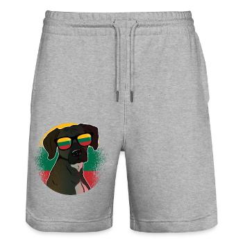 Lithuania - Stanley/Stella Trainer Unisex Organic Jogging Shorts - heather grey - Front - Nik (191cm) & Marisol (170cm)