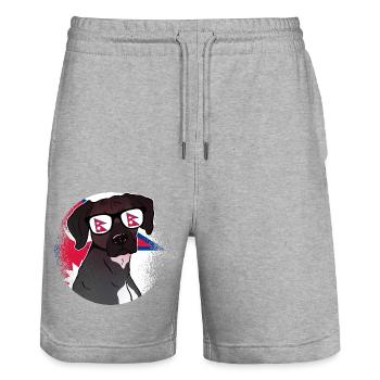 Nepal - Stanley/Stella Trainer Unisex Organic Jogging Shorts - heather grey - Front - Nik (191cm) & Marisol (170cm)