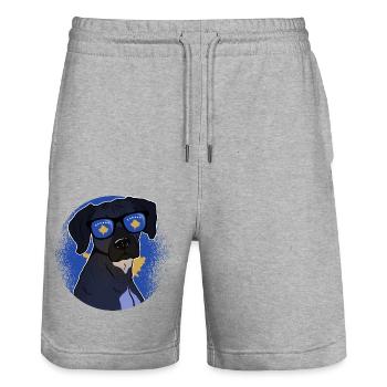Kosovo - Stanley/Stella Trainer Unisex Organic Jogging Shorts - heather grey - Front - Nik (191cm) & Marisol (170cm)