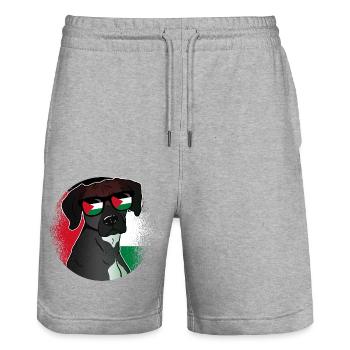 Palestine - Stanley/Stella Trainer Unisex Organic Jogging Shorts - heather grey - Front - Nik (191cm) & Marisol (170cm)