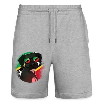 Saint Kitts and Nevis - Stanley/Stella Trainer Unisex Organic Jogging Shorts - heather grey - Front - Nik (191cm) & Marisol (170cm)