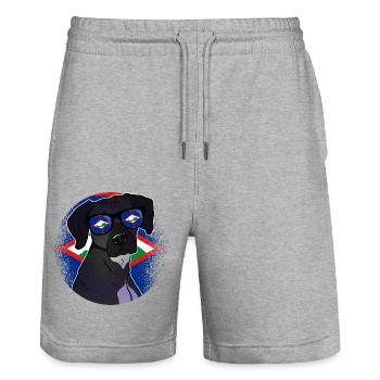 Sint Eustatius - Stanley/Stella Trainer Unisex Organic Jogging Shorts - heather grey - Front - Nik (191cm) & Marisol (170cm)