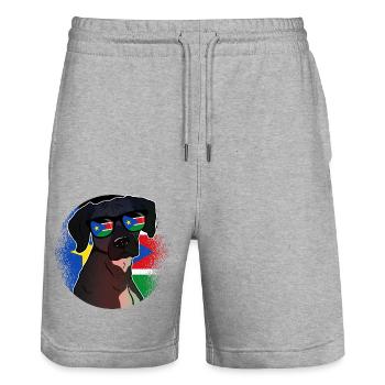 Sud Soudan - Short de jogging bio TRAINER Stanley/Stella unisexe - gris chiné - Devant - Nik (191cm) & Marisol (170cm)