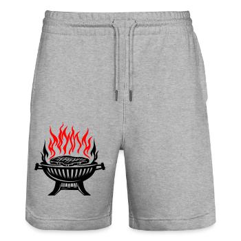 Grill, Symbole, Feu, Grillades, Viande - Short de jogging bio TRAINER Stanley/Stella unisexe - gris chiné - Devant - Nik (191cm) & Marisol (170cm)