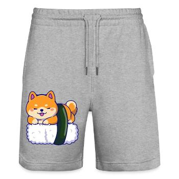 Shiba Inu Hund Sushi Japan Akita I Geschenk - Stanley/Stella Unisex Bio Joggingshorts Trainer  - Grau meliert - Vorne - Nik (191cm) & Marisol (170cm)