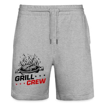 Grill Crew Grillen - Stanley/Stella Unisex Bio Joggingshorts Trainer  - Grau meliert - Vorne - Nik (191cm) & Marisol (170cm)