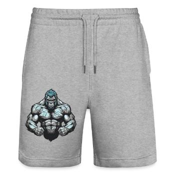 Gorilla Beast Musculation Muscles - Short de jogging bio TRAINER Stanley/Stella unisexe - gris chiné - Devant - Nik (191cm) & Marisol (170cm)