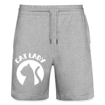 Chat Chats Dame Chats Maman Dessin Animé Amusant Mignon - Short de jogging bio TRAINER Stanley/Stella unisexe - gris chiné - Devant - Nik (191cm) & Marisol (170cm)