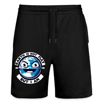 Flat Earth Humor: Satire & Ironic Jokes - Stanley/Stella Trainer Unisex Organic Jogging Shorts - black - Front - Nik (191cm) & Marisol (170cm)