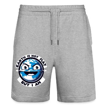 Flache Erde Humor: Satire & Ironische Witze - Stanley/Stella Unisex Bio Joggingshorts Trainer  - Grau meliert - Vorne - Nik (191cm) & Marisol (170cm)