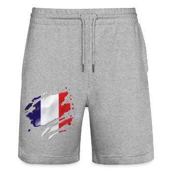 DRAPEAU DE LA FRANCE DRAPEAU FRANCE - Short de jogging bio TRAINER Stanley/Stella unisexe - gris chiné - Devant - Nik (191cm) & Marisol (170cm)