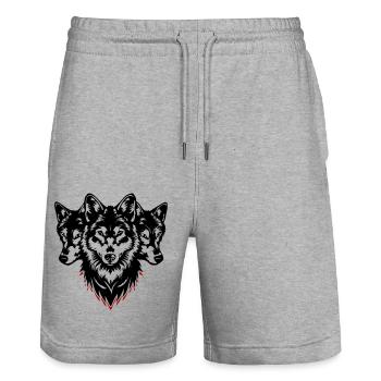 Wolf Kopf Rudel - Stanley/Stella Unisex Bio Joggingshorts Trainer  - Grau meliert - Vorne - Nik (191cm) & Marisol (170cm)