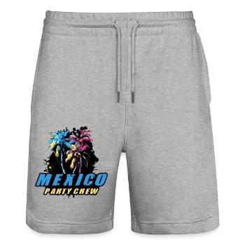 Mexico Party Crew Holiday Saying - Stanley/Stella Trainer Unisex Organic Jogging Shorts - heather grey - Front - Nik (191cm) & Marisol (170cm)