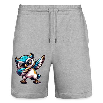 Cool Owl Dabbing Comic Cute - Stanley/Stella Trainer Unisex Organic Jogging Shorts - heather grey - Front - Nik (191cm) & Marisol (170cm)