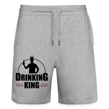 Drinker King Beer Drinking - Stanley/Stella Trainer Unisex Organic Jogging Shorts - heather grey - Front - Nik (191cm) & Marisol (170cm)