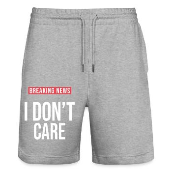 I don't give a damn Sarcastic Funny Humor - Stanley/Stella Trainer Unisex Organic Jogging Shorts - heather grey - Front - Nik (191cm) & Marisol (170cm)